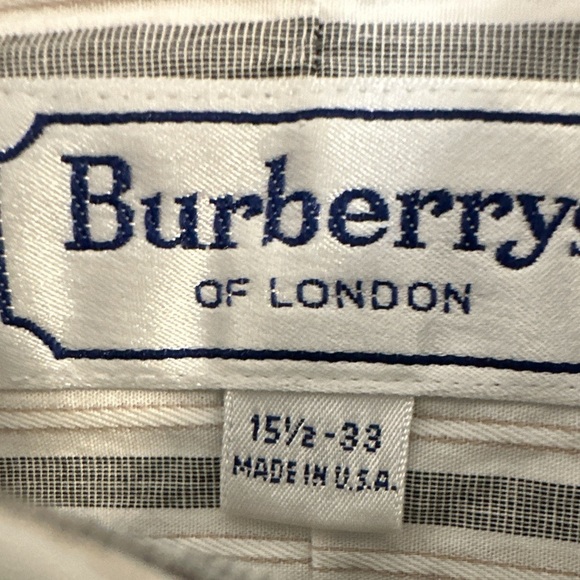 Burberry Men Dress Shirt Gray/White Striped 100% Cotton Excellent 15 1/2  33 USA - Picture 3 of 3